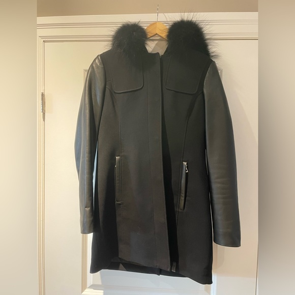 Rudsak coat. Black. Leather sleeves. Size Medium - Picture 1 of 5